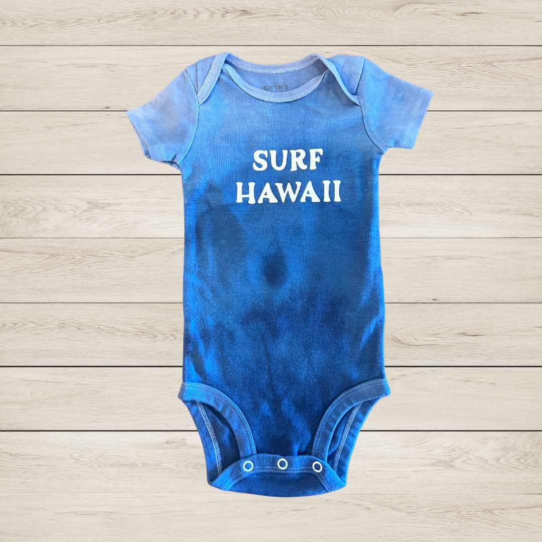 'Surf Hawaii' blue baby onesie